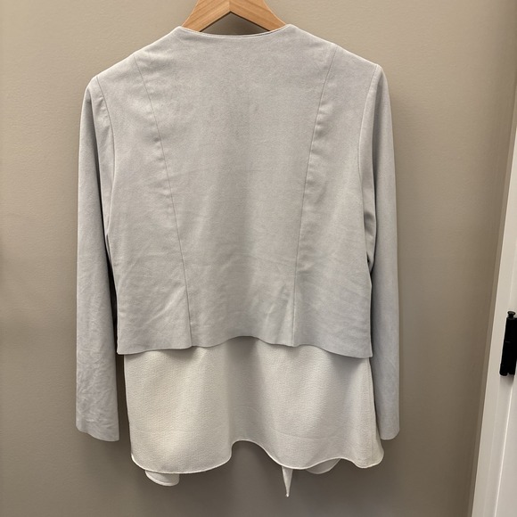 Chico's Faux Suede Open Front Light Gray Jacket Size 8/10 Medium Chico's Size 1 - Picture 11 of 15
